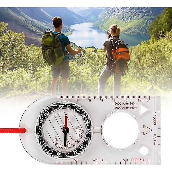 Vandringskompass, militär överlevnadsutrustning, idealisk för kartorientering, vandring, camping, utomhussporter. Förvaras i en ryggsäck för expedition