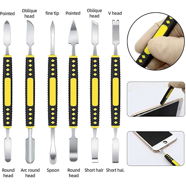 6-delars Spudger Set Elektroniska Reparationsverktyg 6 i 1 Öppningsverktyg i Metall Dubbelsidigt Brytverktygsset för Mobiltelefoner, iPhone, Laptops, Tablets, etc.