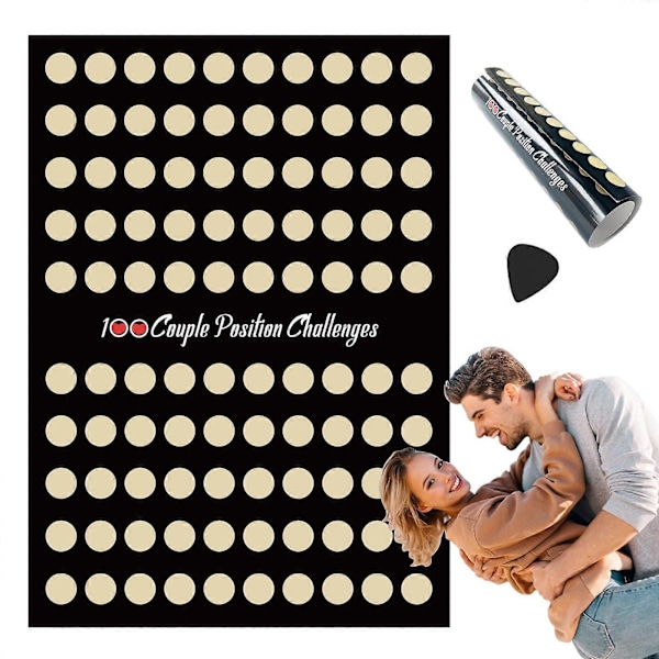 Valentines Gave Skrape Lodd Plakat, 100 Posisjoner Utfordring Dates Skrape Lodd Plakat Romantisk Par Kveld Spill Plakat for Jubileum og Valentines