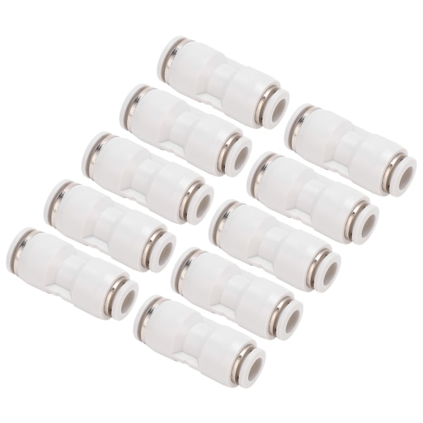 10 stk lige reducerende konnektor Quick Release pnuematisk luftslangereduktion Rørfittings WhitePG6-4