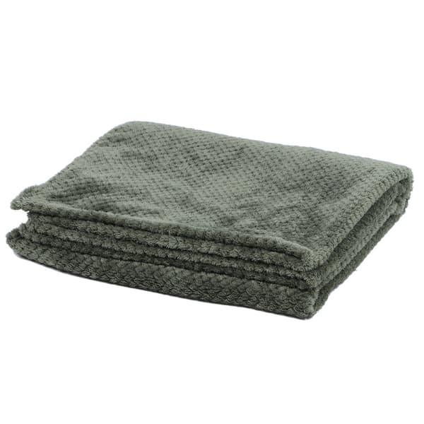 Tykt blødt polyesterfiber aircondition tæppe til sofa soveværelse sengetøj militærgrøn 70x100cm