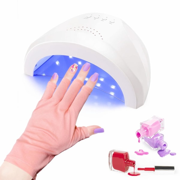2 Par Nagelhandskar UV-skydd Handskar Fingerlösa Handskar För Att Förhindra Solbränna På Händerna Rosa