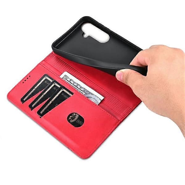 AZNS Compatible Case for Samsung Galaxy A56 5G, PU Leather Wallet Case with Cowhide Texture Red