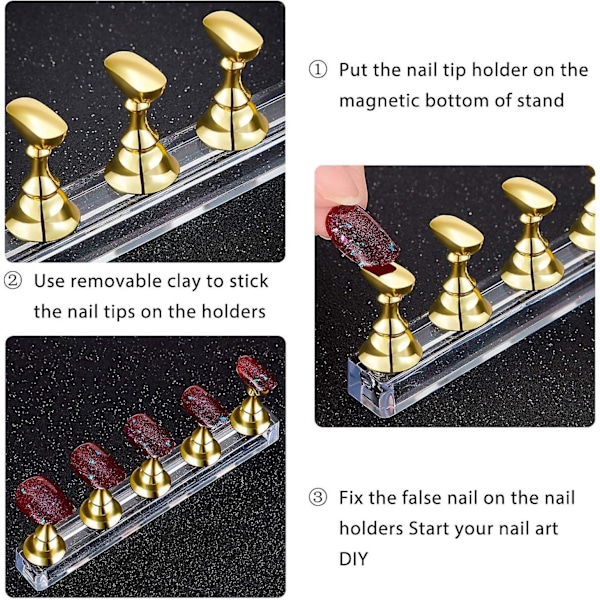 Akryl negle display sæt - Fingertip øvelsesstand til DIY falske negle kunst (2 stk)