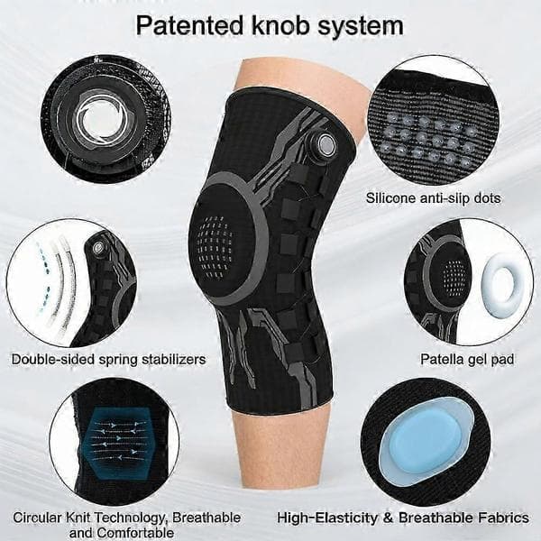 Adjustable Compression Knee Brace Sport Athletic Knee Pad Stabilizer for Running and Workout Black Left Leg Black Left Leg XL