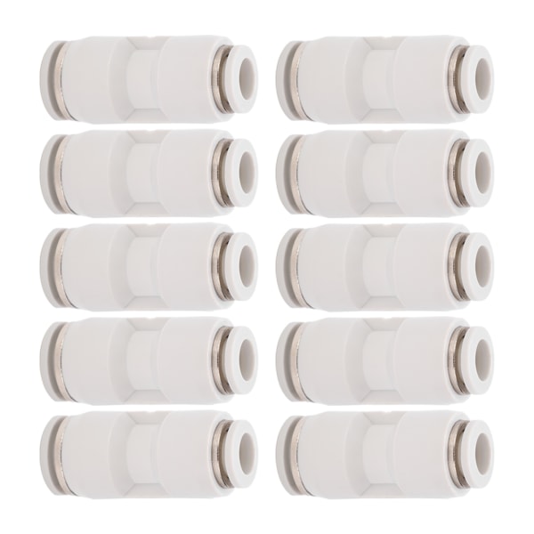 10 stk lige reducerende konnektor Quick Release pnuematisk luftslangereduktion Rørfittings WhitePG6-4
