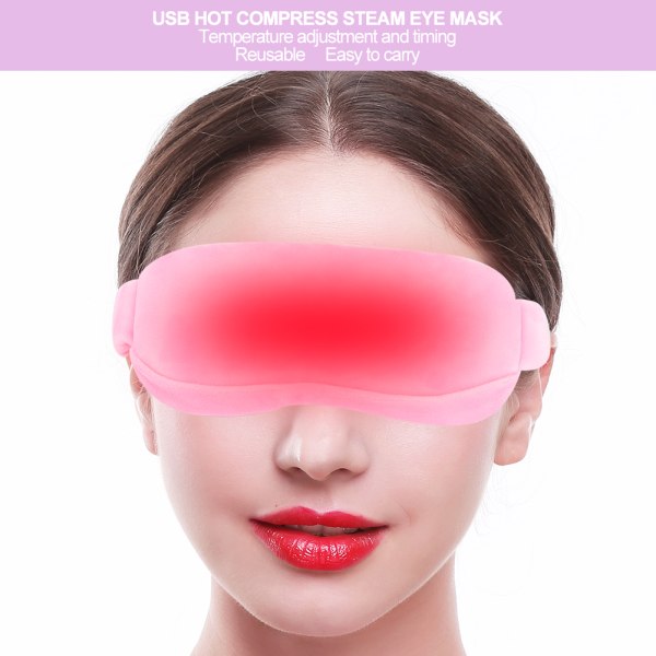 USB Hot Cold Compress Steam Eye Mask Avtakbar Justerbar Elektrisk Varme Øyelapp Rosa