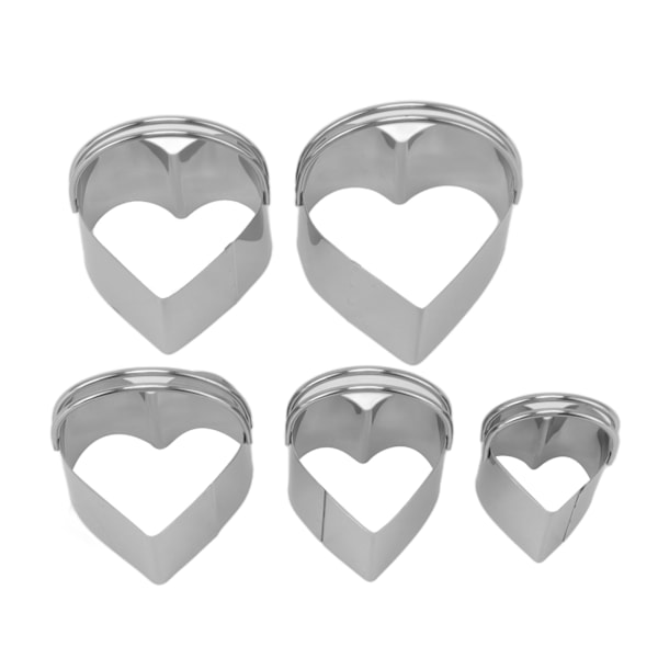 5 stk kakeformsett med håndtak i rustfritt stål for baking og matlaging Alentine Day Heart