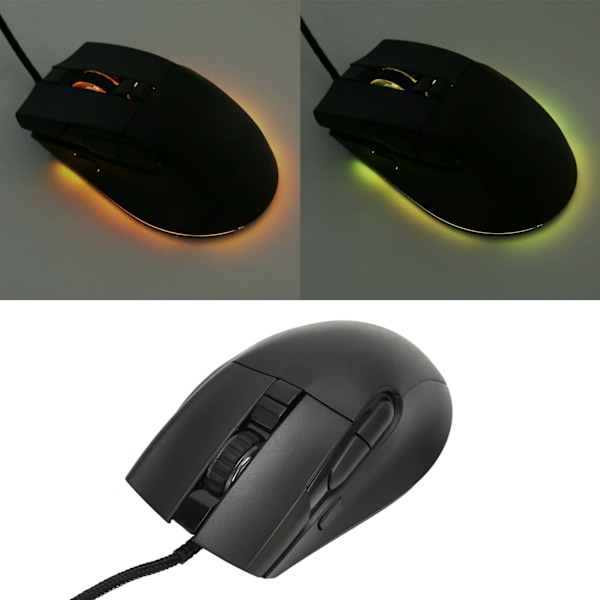Kablet programmerbar spillmus med 13 RGB-baklys, 7200 DPI, 6 justerbare nivåer, 8D RGB-spillmus, Plug and Play-kontormus