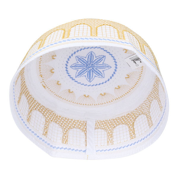 Muslimsk hatt Islamsk tilbedelse Bønn Broderi Saudi-Arabia Menn Hodeplagg Polyester Bomull Gul