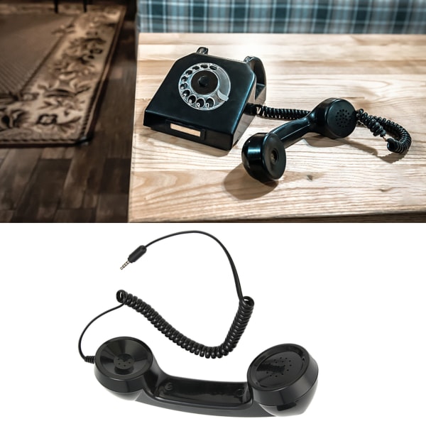 Retro-puhelinluuri monitoiminen säteilynkestävä kädessä pidettävä matkapuhelinvastaanotin matkapuhelimiin tietokoneisiin musta Black