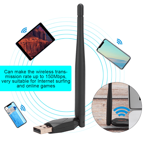 GTMEDIA MT7601 Wifi-adapterantenne USB-plast God stabilitet 150 Mbps til DVB-S2