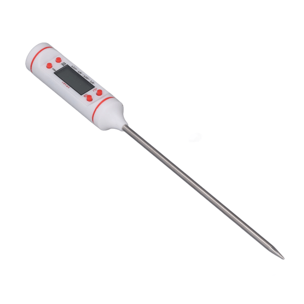 Digital kötttermometer med lång sond omedelbar avläsning mattermometer med stor display för kök matlagning grillning vit