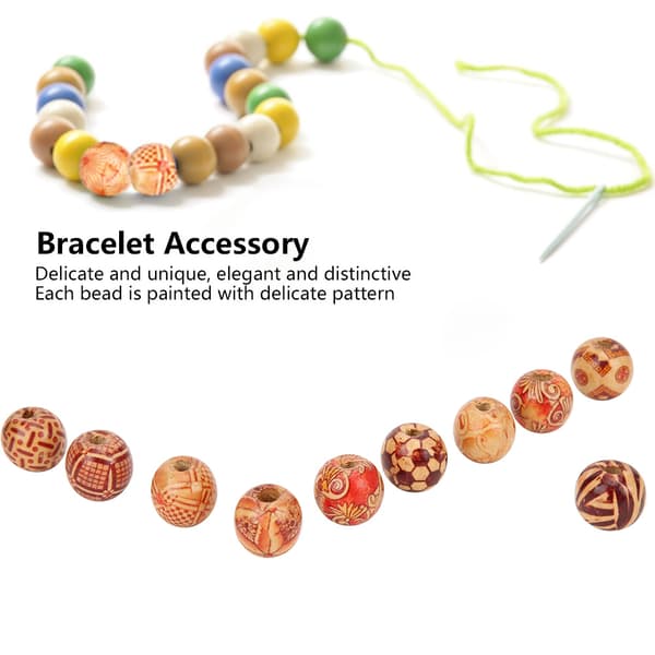 200 stk. 16 mm runde træperler malede perler perlearbejde DIY tilbehør til smykker armbånd