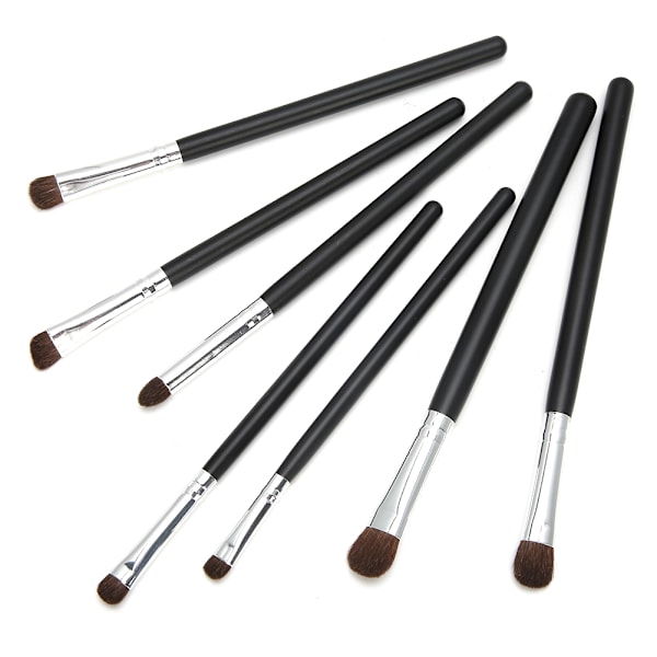 7 stk Make Up Brushes Set Cosmetic Foundation Powder Blush Concealers Øjenskyggebørster Sort og Sølv