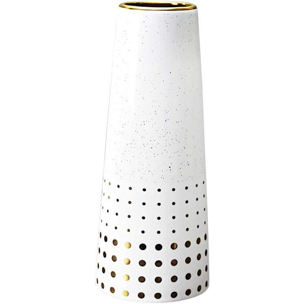 Blomvas 24,5 cm keramik vit guld dekorativ design