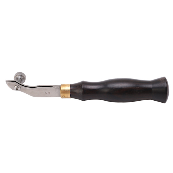 Leather Creaser 0,5 mm Regulerbar skrue Ibenholt Håndtak Arc Design Rustfritt stål Oppvarmingsbar lær Groover for Leathercraft