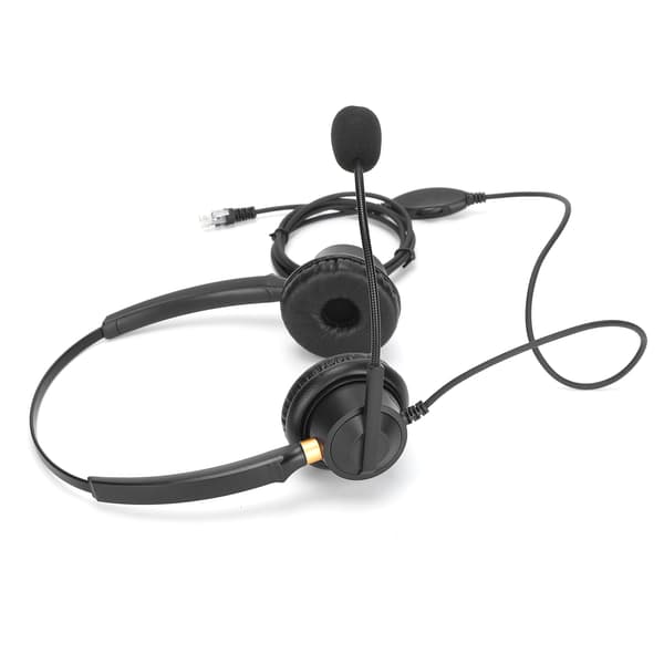 Binaural Headset Telefonheadset med brusreducerande mikrofon och volymkontroll