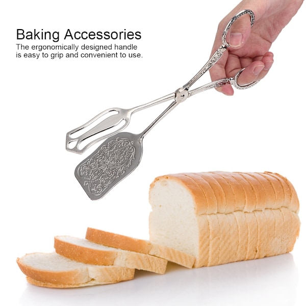 Retro Zinklegering Bröd Tång Bakning Matklämma Kök Verktyg Fyrkantigt HuvudSilver