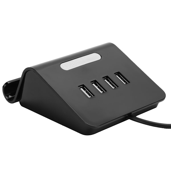 4-portars USB-hubb splitter strömadapter med telefonhållare för Android/IOS mobiltelefon bärbar dator svart