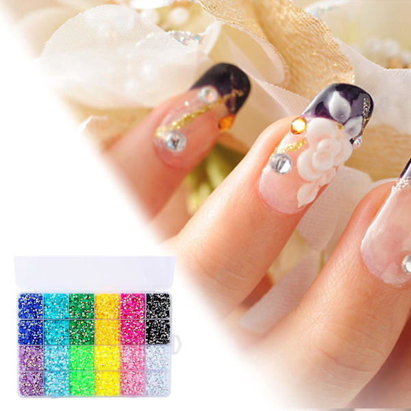 57600 stk. 12-farvet FlatBack Krystal Rhinestones Neglekunst Dekoration Håndværk