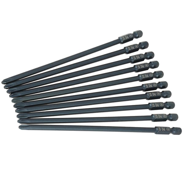 10 stk S2 Stål Krysshode PH2 Skrutrekkerbits Sett 1/4 tomme Sekskant Skaft 150mm Verktøy