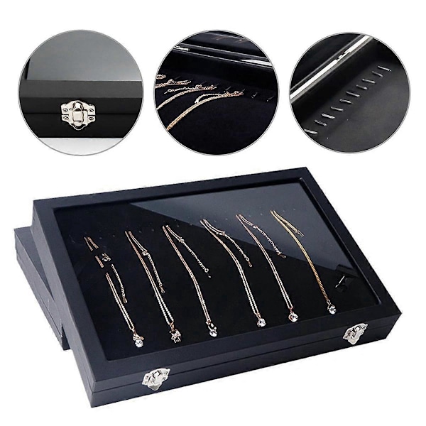 Halsband Organizer Box med 20 Krokar Halsband Displayfodral