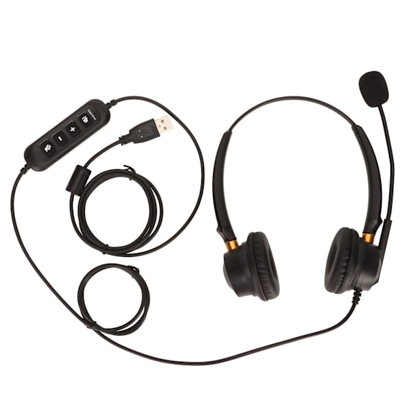 USB Business Headset ENC Støjreduktion Binaural Kablet Kontor Hovedtelefon med Højttaler Lydstyrke Justering Mikrofon Mute
