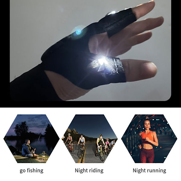 LED-ficklampa handskar uppladdningsbara unika LED-ljus handskar presenter till män kvinnor utomhus nattlöpning fiske camping vandring