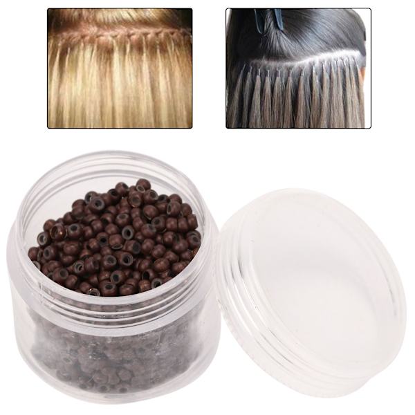 1000 st 3 mm x 2 mm Silikon Mikrolänkar Ringar Pärlor Hårförlängningsverktyg Brun