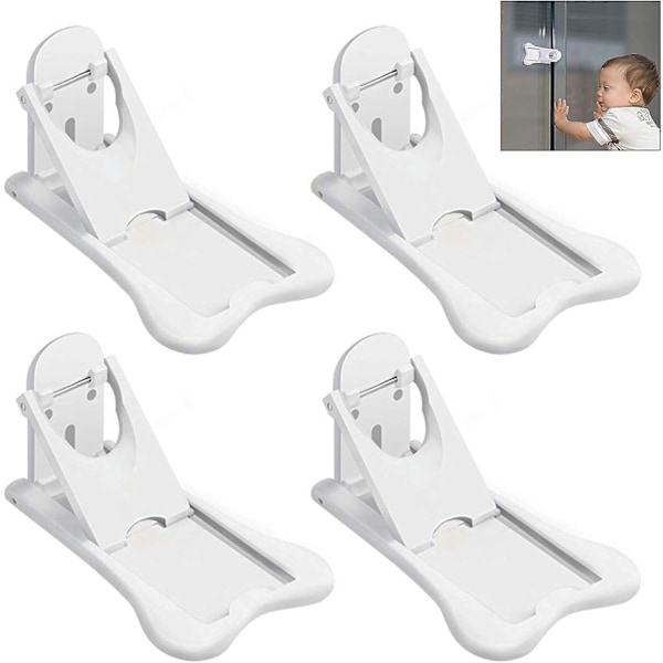4-pack Barnsäkerhet Skåpdörrar, Baby Skjutdörrlås med Självhäftande Pad