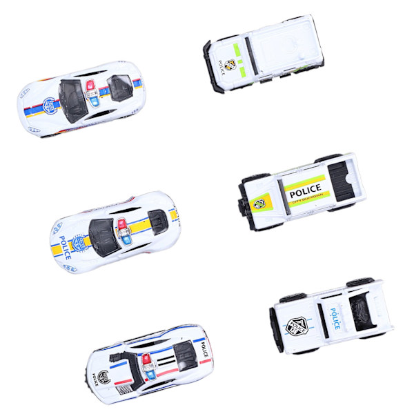 6 kpl poliisiautoleluja 1:64 mittakaavassa Premium-seos Kestävä Pieni kannettava Hieno muotoilu Elävät värit Die-cast-autot