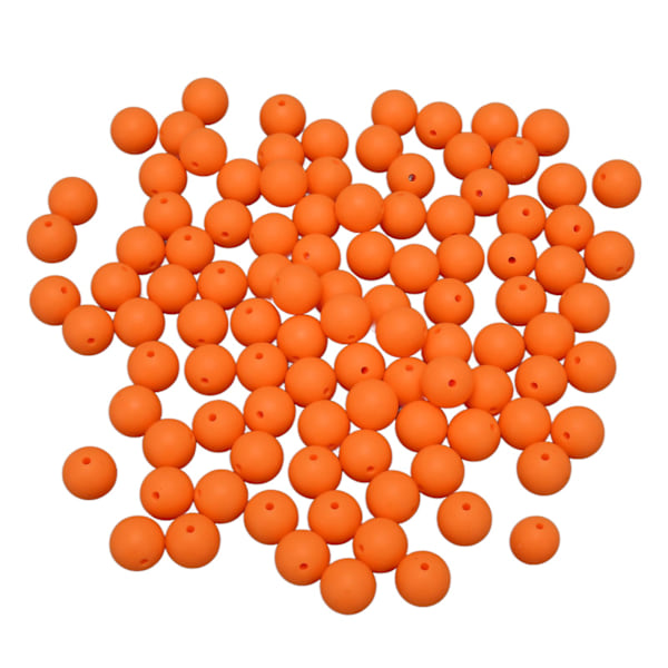 105 stk 15 mm silikonperler i løs vekt runde silikonperler til armbånd, halskjede, nøkkelringlaging, oransje