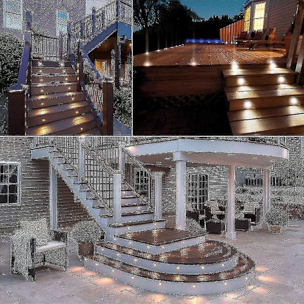 10 kappaleen pakkaus upotettavia LED-ulkovalaisimia, IP67 vedenpitävä, lämmin valkoinen 3000K valo, 32mm 0.6W DC12V-B16