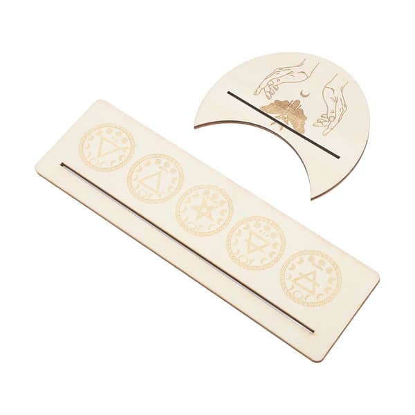 2 Delar Tarotkortställ i Trä, Stabil Månform och Rektangulär Tarotkort Displayställ Bas Typ A