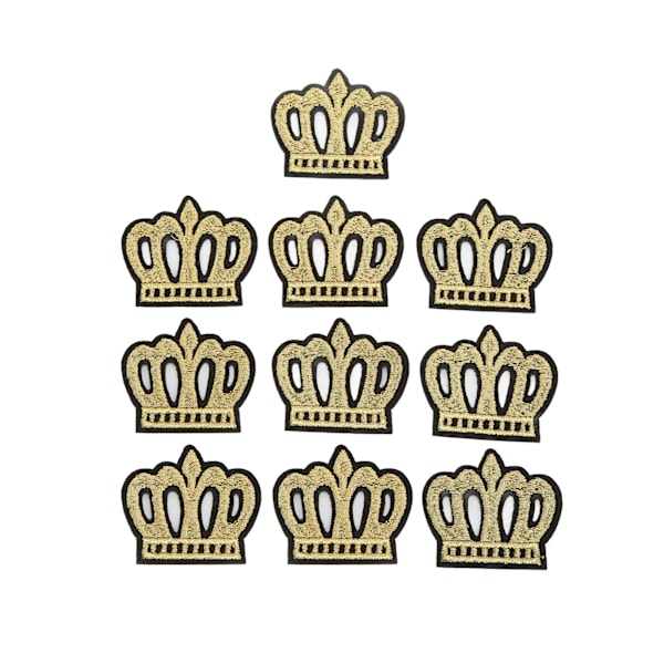 10 stk. kronebroderede patches til at skjule pletter eller skader - gyldne DIY-kroner til tøj, håndtasker, hatte og bukser