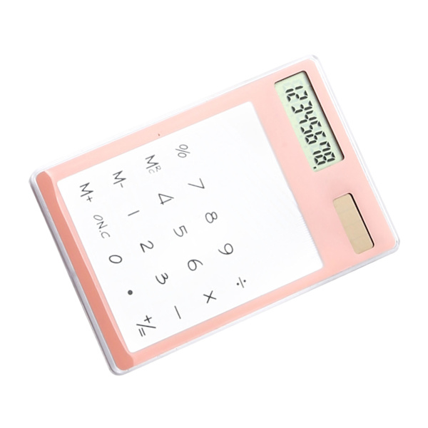 Solar Powered Lommeregner Touch Screen 8-cifret LCD Display Bærbar Transparent Lommeregner til Office School Home Pink