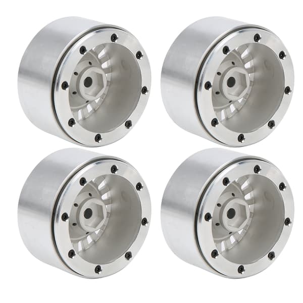 4 st 1/10 Simulering RC Crawler Bil 2,2 tums aluminiumfälg för Axial TRX4 SCX10 Silver