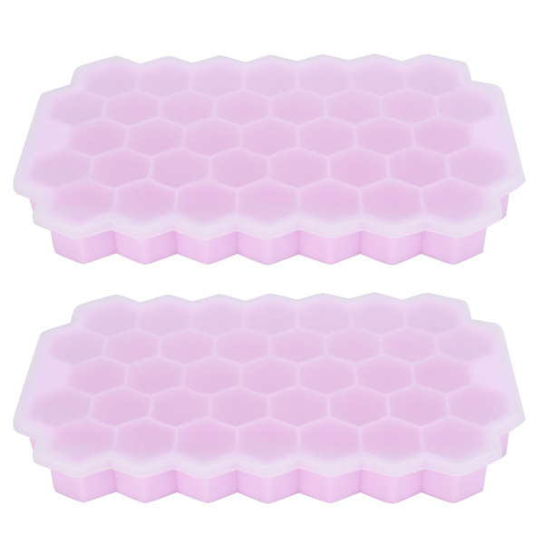 2 stk. Pink Silikon Isterningbakke 37 Gitter Kamform Isterningform med låg Køkkenredskaber