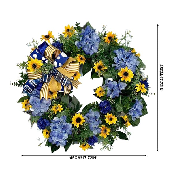 Blå og gule kranse Blomsterguirlande til hoveddør