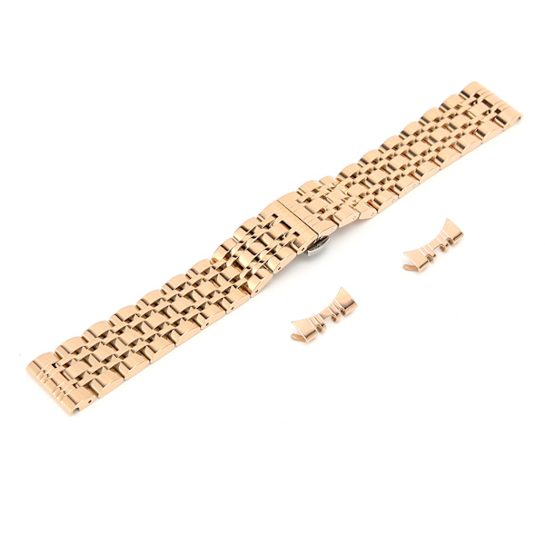Klokkearmbånd i rustfritt stål, erstatning for klokkearmbånd, justerbar lengde, klokkebånd i roségull, 19 mm / 0,75 tommer