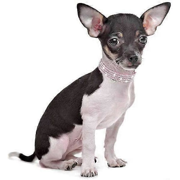 5 st Halsband för hund och katt - Mjukt sammetshalsband med kristaller - Rosa