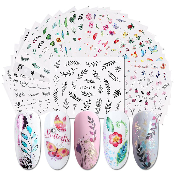 Flamingo & Blade Nail Art Stickers - 29 ark, selvklæbende sommerdekorationer til manicure til kvinder og piger