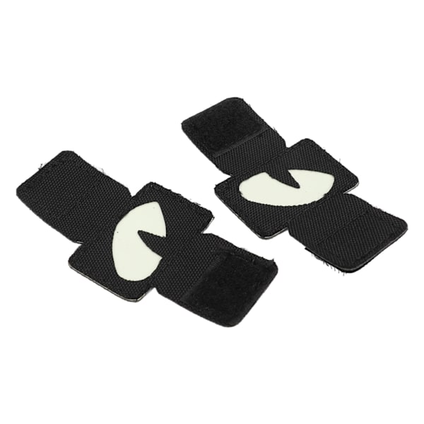 2 stk. Katteøje-patch med reflekterende velcro-design i lærred - Lysende katteøje-patch til hatte, uniformer, rygsække, udendørsaktiviteter og natteture - Sort