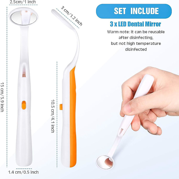 Tandlinser med lampor set om 2 tandlinser tandundersökningslinser tandlinser med LED, blå