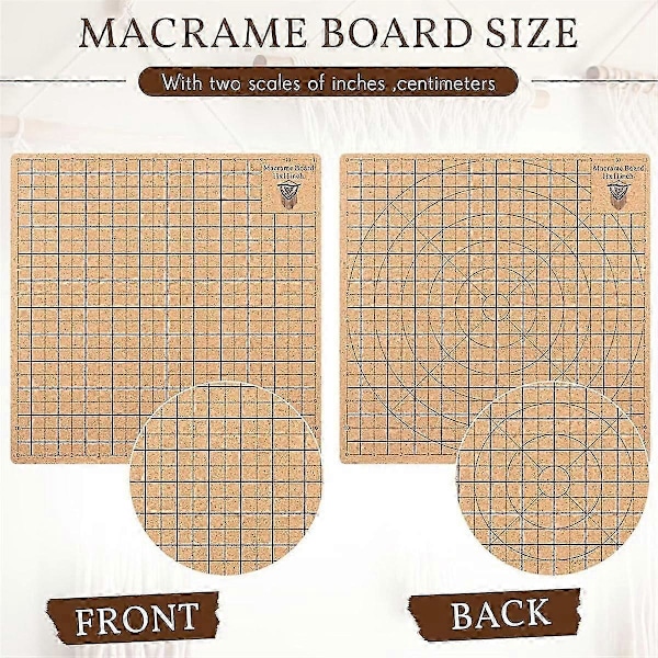 Macrame Brädset med T-Nålklämma, Tillbehör Stickning Hantverkshjälp, Macrame och Knådningsbräda, M