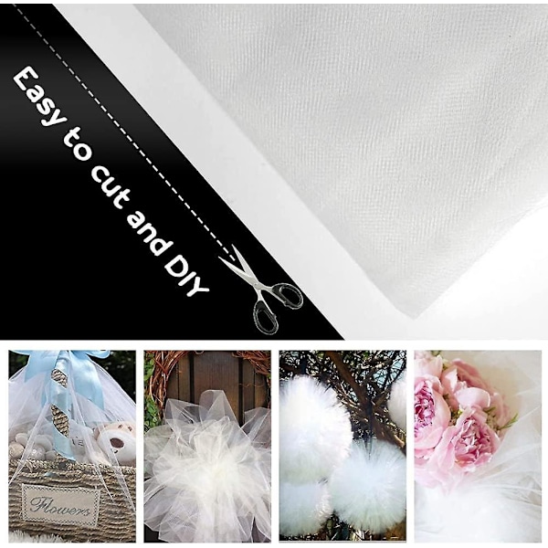 Stor Hvid Tulle Rulle - 110m*15cm til Tutu, Banket, Bryllup, DIY Håndværk