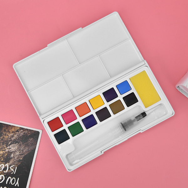 Solid Pigment Børne Udendørs Skitse Maleri Bærbart Pigment Kit Kunst Tilbehør 12 Farver