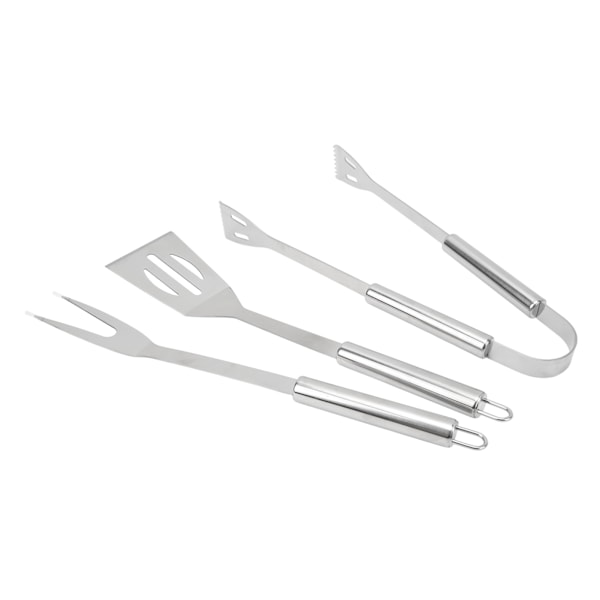 3PCS Grill Tools Set Utensils Set Rustfrit Stål Spatel Tang Gaffel BBQ Tools Set med Opbevaringspose til Madlavning Fest