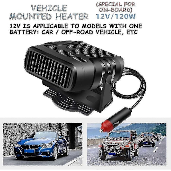 Bilvärmare Defroster 12v 120w/24v 200w Portabel Vindrute Fläkt